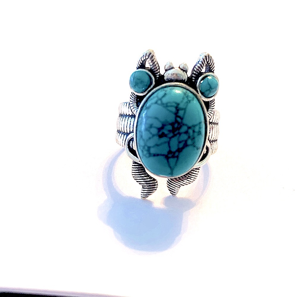 whimsical , 925 marked, Turquoise ring size 7